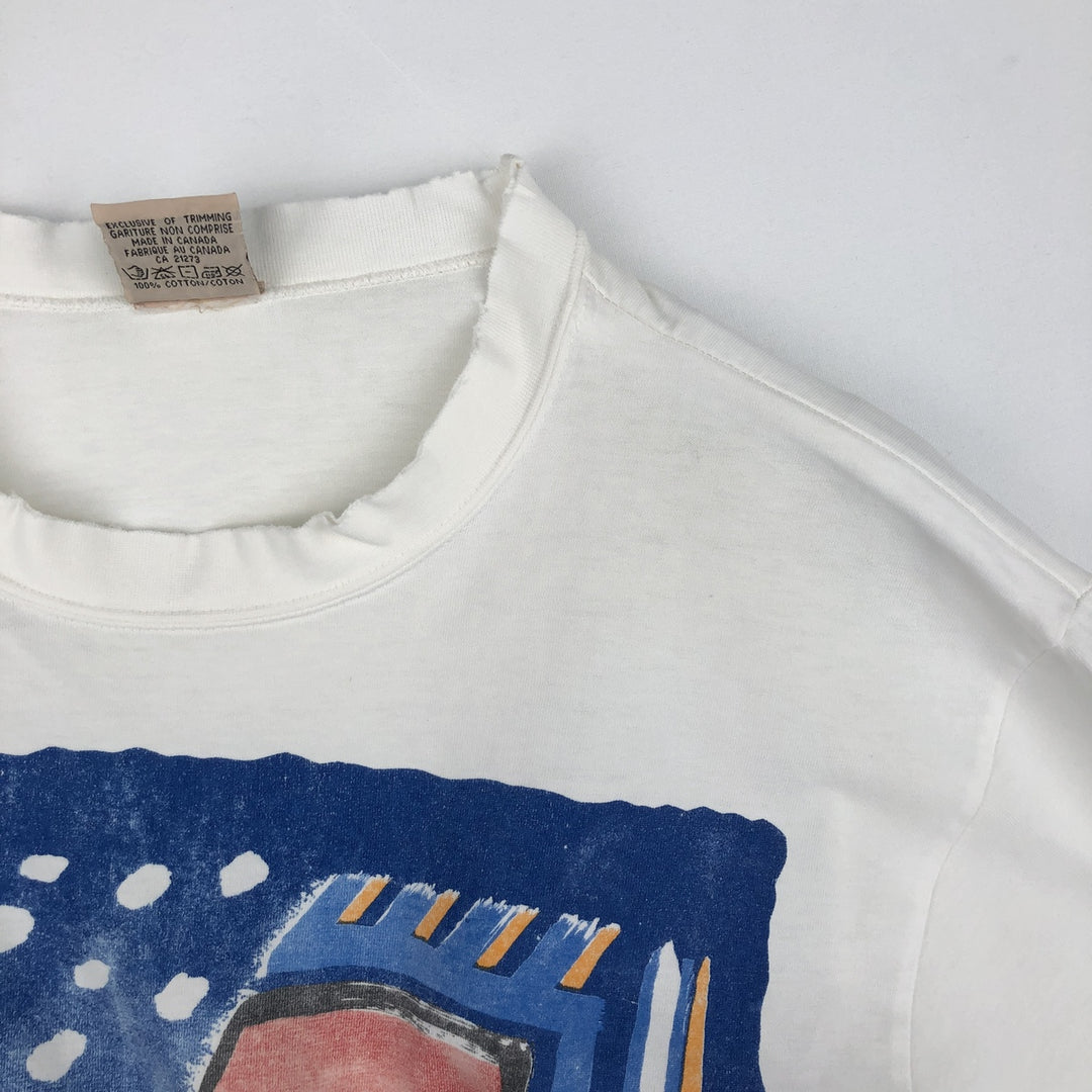 90'S J.DAVID Art T-shirt, Made in Canada, Men's Size L (approx.), Vintage cotton white type Vintage Second Hand