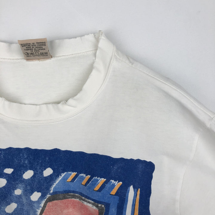 90'S J.DAVID Art T-shirt, Made in Canada, Men's Size L (approx.), Vintage cotton white type Vintage Second Hand