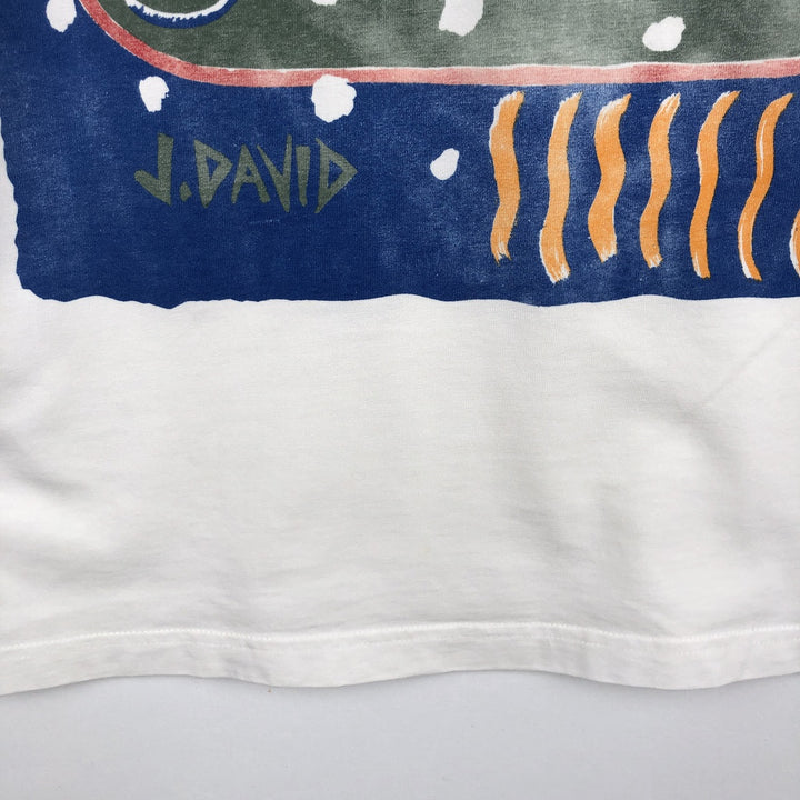 90'S J.DAVID Art T-shirt, Made in Canada, Men's Size L (approx.), Vintage cotton white type Vintage Second Hand