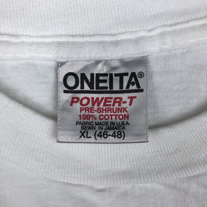 90'S ONEITA Elegant blenny Art T-shirt, Men's XL equivalent, Vintage cotton white type Vintage Second Hand