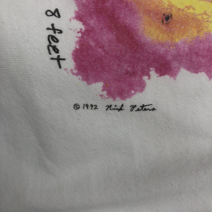 90'S ONEITA Elegant blenny Art T-shirt, Men's XL equivalent, Vintage cotton white type Vintage Second Hand