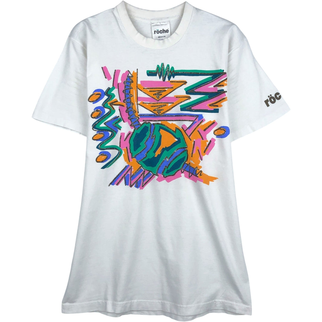 90'S Roche Art T-shirt, Made in USA, Men's Size M (approx.), Vintage cotton white type Vintage Second Hand