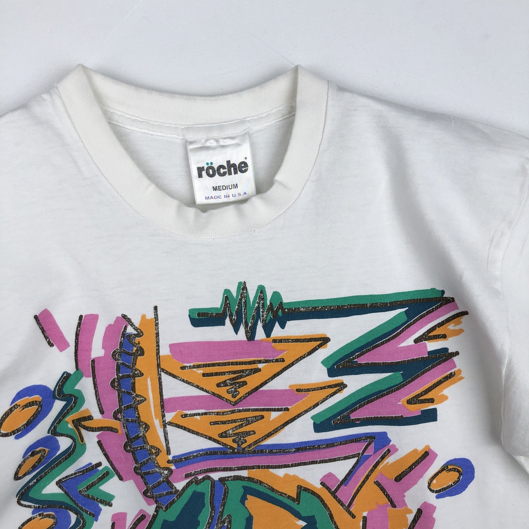 90'S Roche Art T-shirt, Made in USA, Men's Size M (approx.), Vintage cotton white type Vintage Second Hand