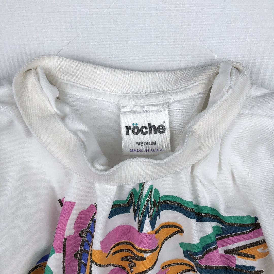 90'S Roche Art T-shirt, Made in USA, Men's Size M (approx.), Vintage cotton white type Vintage Second Hand