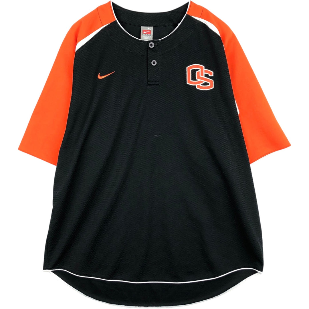 2000'S Nike Team Oregon State University Henley Neck Game Shirt, Men's Size XL (approx.) polyester black type Vintage Second Hand