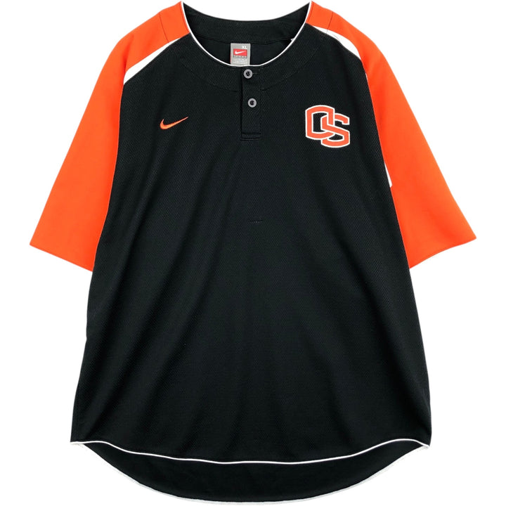 2000'S Nike Team Oregon State University Henley Neck Game Shirt, Men's Size XL (approx.) polyester black type Vintage Second Hand