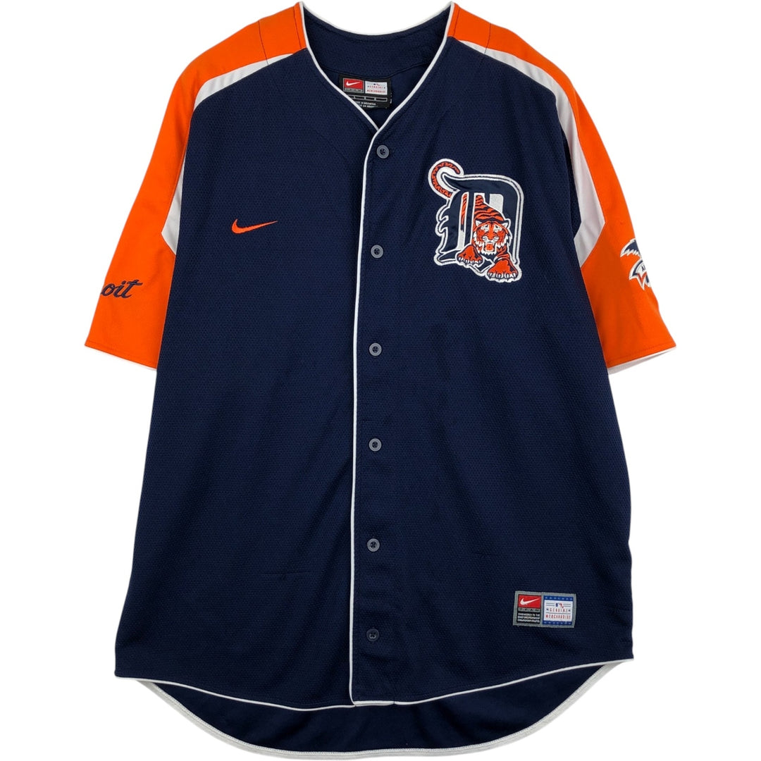 ~2000'S Nike TEAM MLB Detroit Tigers Eagle Pattern Tiger Pattern Game Shirt Baseball Shirt polyester navy blue type Vintage Second Hand