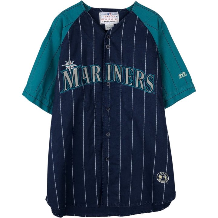 90'S MIRAGE MLB Seattle Mariners Stripe Pattern Game Shirt Baseball Shirt Men's Size M (Equivalent) Vintage others navy blue type Vintage Second Hand