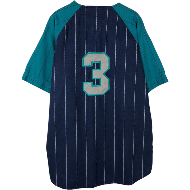 90'S MIRAGE MLB Seattle Mariners Stripe Pattern Game Shirt Baseball Shirt Men's Size M (Equivalent) Vintage others navy blue type Vintage Second Hand