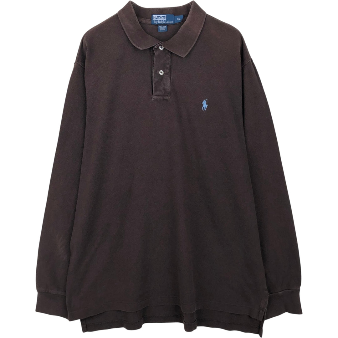 Ralph Lauren POLO by Ralph Lauren long sleeve polo shirt, men's XL size cotton brown type Vintage Second Hand