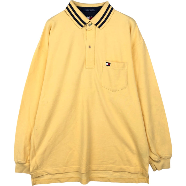Vintage 90'S Tommy Hilfiger long-sleeved polo shirt, size L, men's size L cotton yellow type Vintage Second Hand