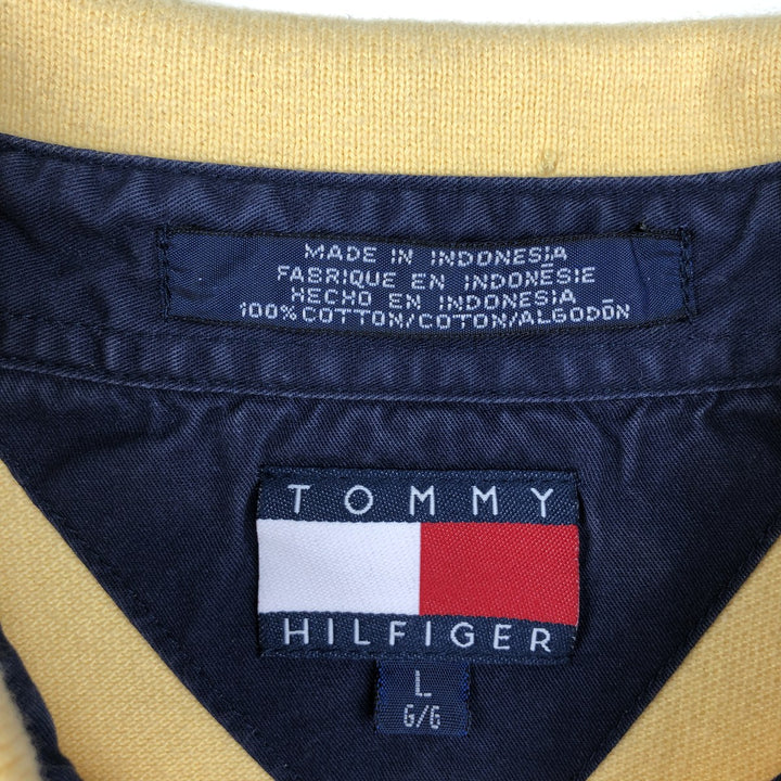 Vintage 90'S Tommy Hilfiger long-sleeved polo shirt, size L, men's size L cotton yellow type Vintage Second Hand