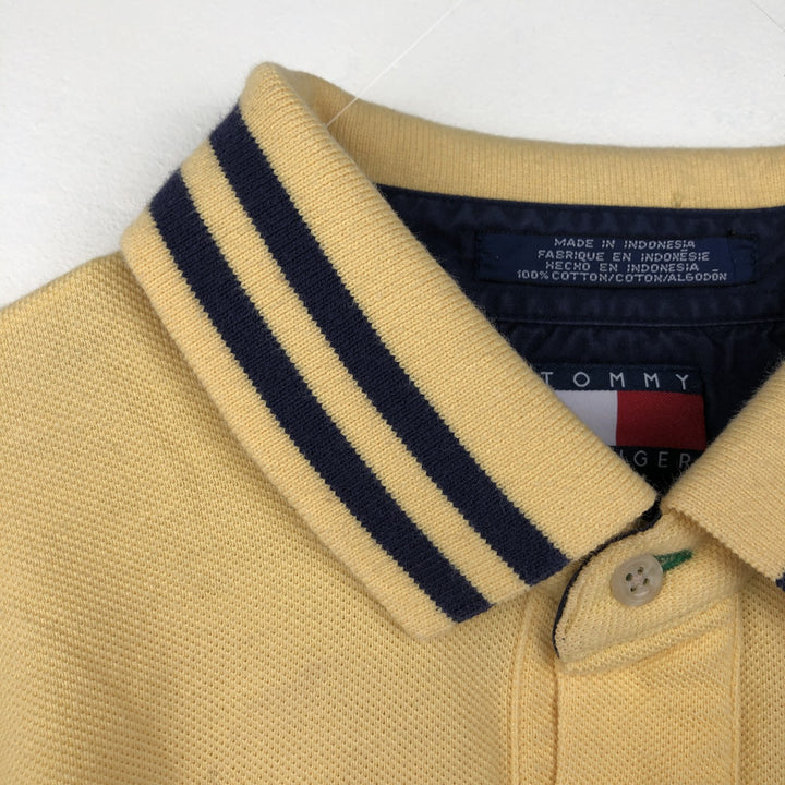 Vintage 90'S Tommy Hilfiger long-sleeved polo shirt, size L, men's size L cotton yellow type Vintage Second Hand
