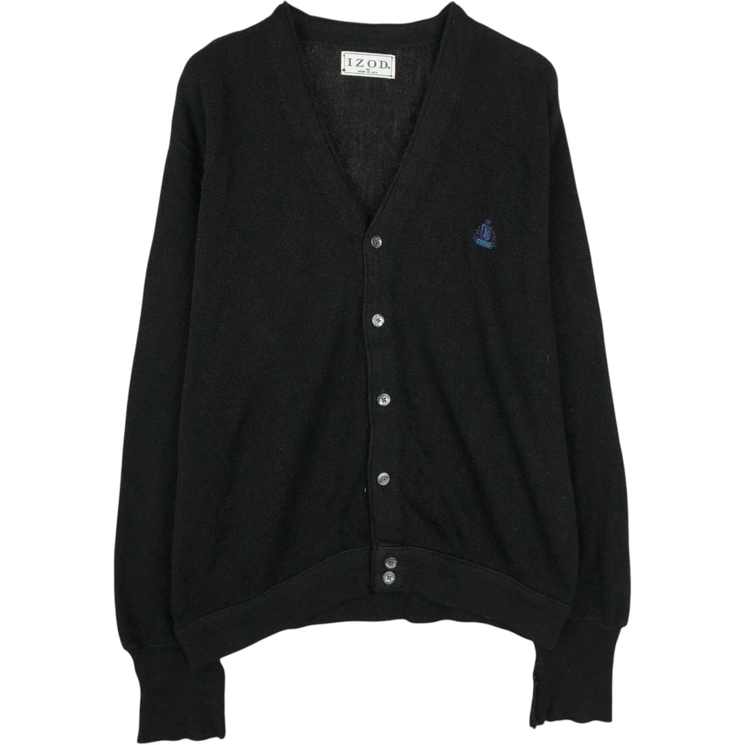 90'S IZOD Acrylic Knit Cardigan Made in USA Men's M Size Vintage unclear black type Vintage Second Hand