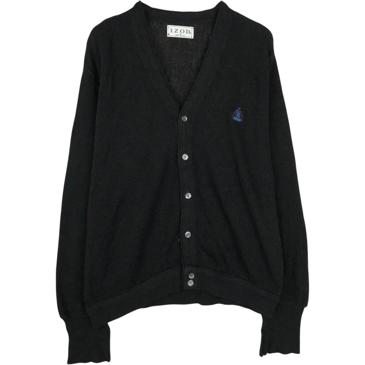 90'S IZOD Acrylic Knit Cardigan Made in USA Men's M Size Vintage unclear black type Vintage Second Hand
