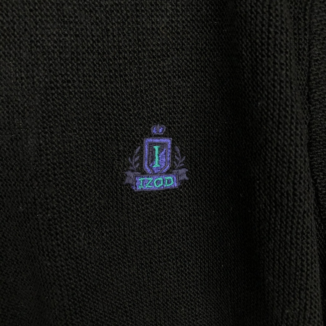 90'S IZOD Acrylic Knit Cardigan Made in USA Men's M Size Vintage unclear black type Vintage Second Hand