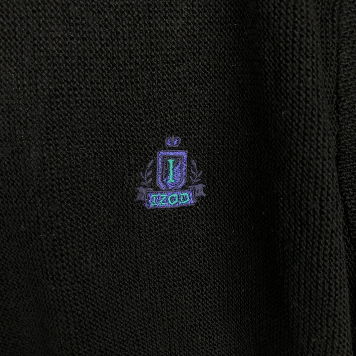 90'S IZOD Acrylic Knit Cardigan Made in USA Men's M Size Vintage unclear black type Vintage Second Hand