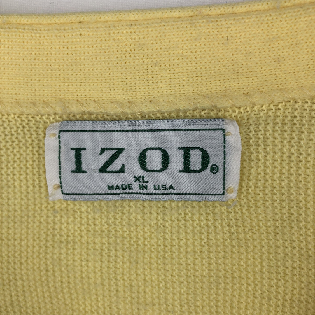 Vintage IZOD acrylic knit cardigan, made in the USA, men's size XL acrylic yellow type Vintage Second Hand