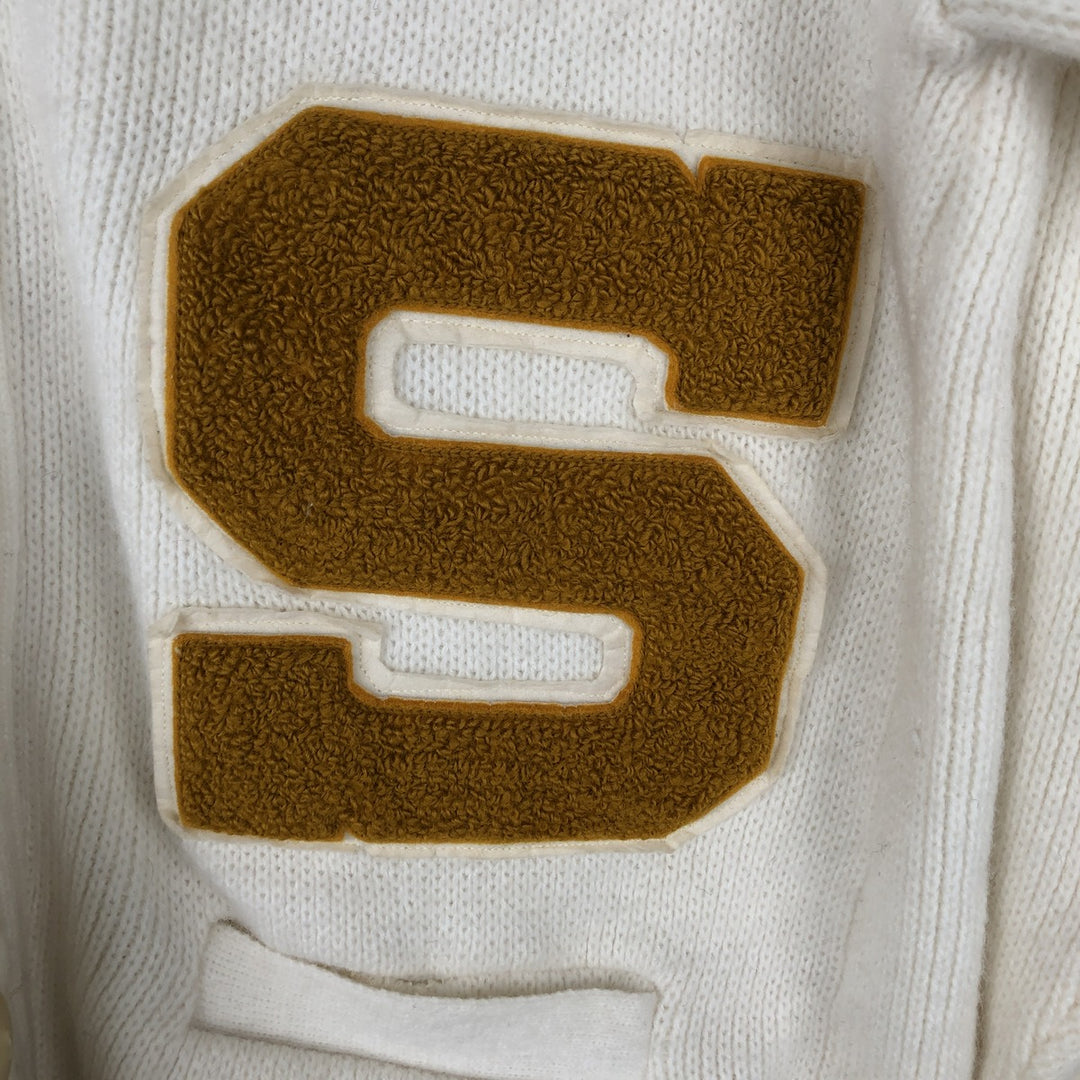 1960'S East Tenn Acrylic Lettered Knit Cardigan, Men's Size M (approx.), Vintage Oron Acrylic white type Vintage Second Hand
