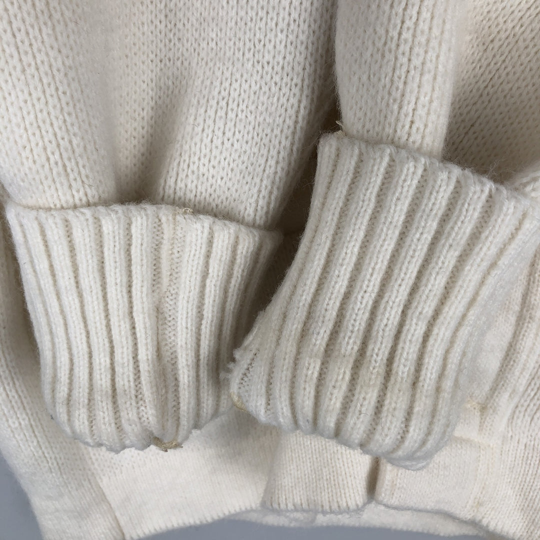 1960'S East Tenn Acrylic Lettered Knit Cardigan, Men's Size M (approx.), Vintage Oron Acrylic white type Vintage Second Hand