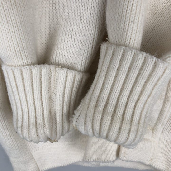 1960'S East Tenn Acrylic Lettered Knit Cardigan, Men's Size M (approx.), Vintage Oron Acrylic white type Vintage Second Hand