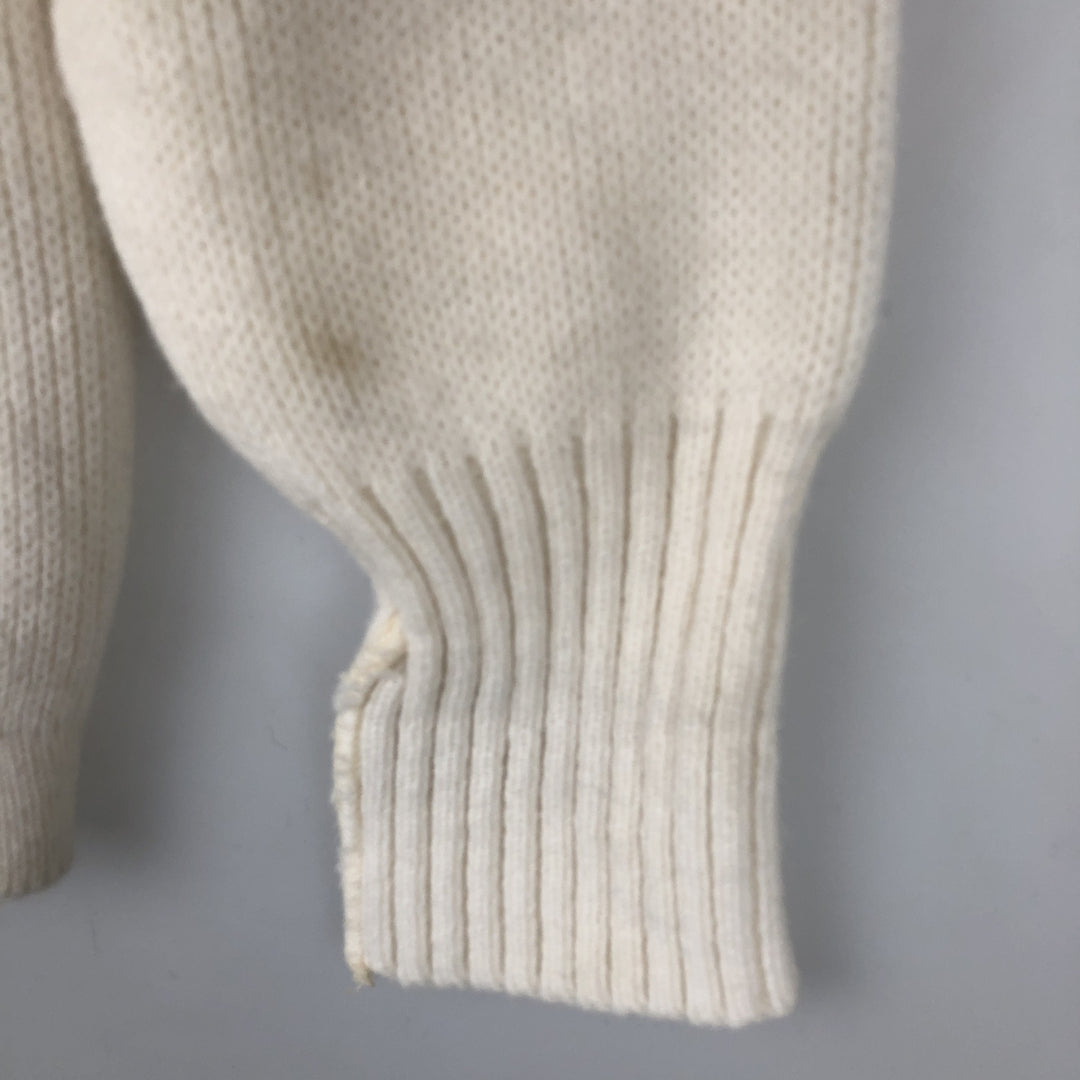 1960'S East Tenn Acrylic Lettered Knit Cardigan, Men's Size M (approx.), Vintage Oron Acrylic white type Vintage Second Hand