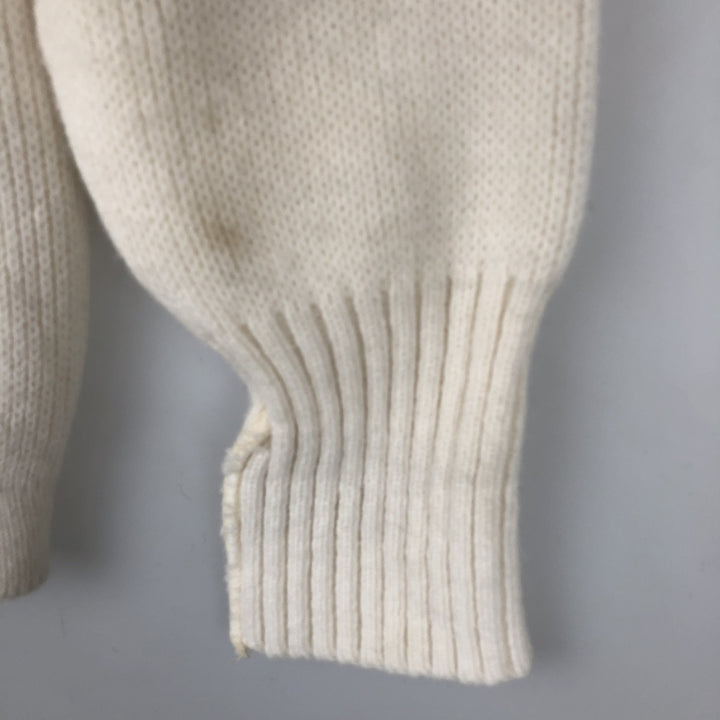 1960'S East Tenn Acrylic Lettered Knit Cardigan, Men's Size M (approx.), Vintage Oron Acrylic white type Vintage Second Hand