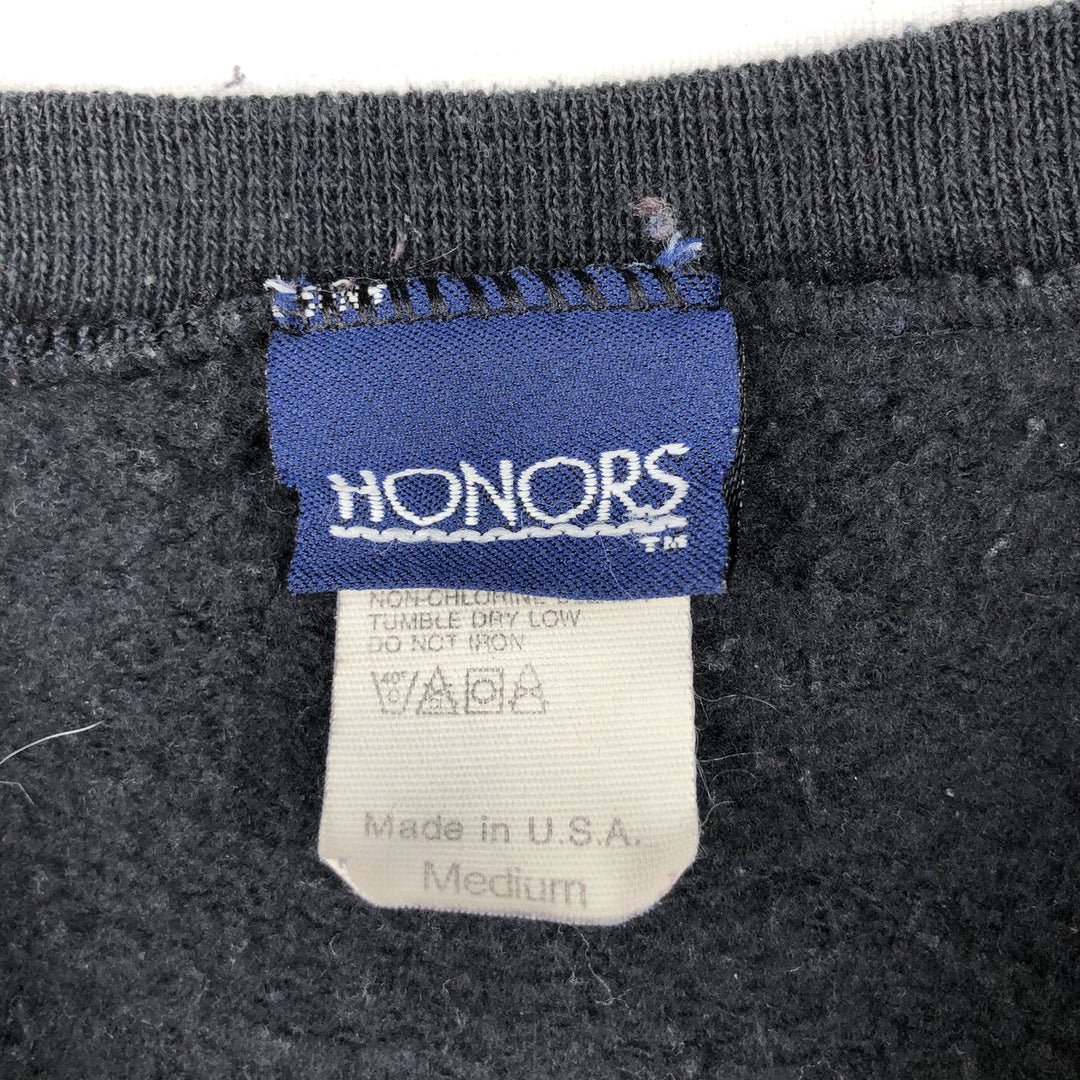 Vintage 90'S HONORS plain blank sweatshirt, made in the USA, size M, men's cotton black type Vintage Second Hand