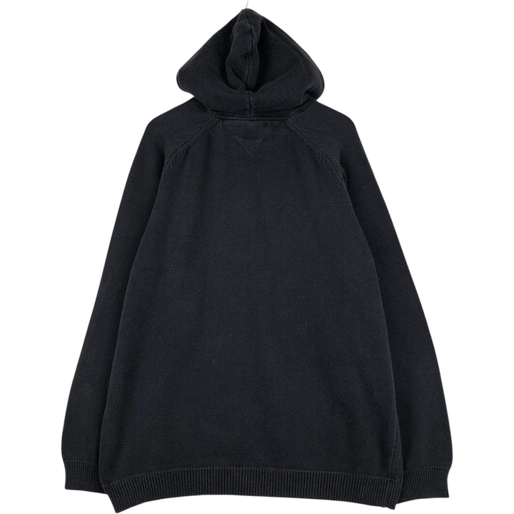 Tommy Hilfiger cotton knit hoodie, men's size XXL (approx.) cotton navy blue type Vintage Second Hand