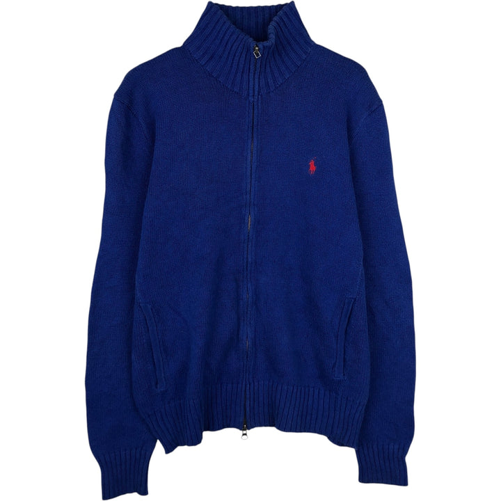 Ralph Lauren POLO by Ralph Lauren Cotton Knit Full-Zip Sweater, Men's Size S (approx.) cotton blue type Vintage Second Hand
