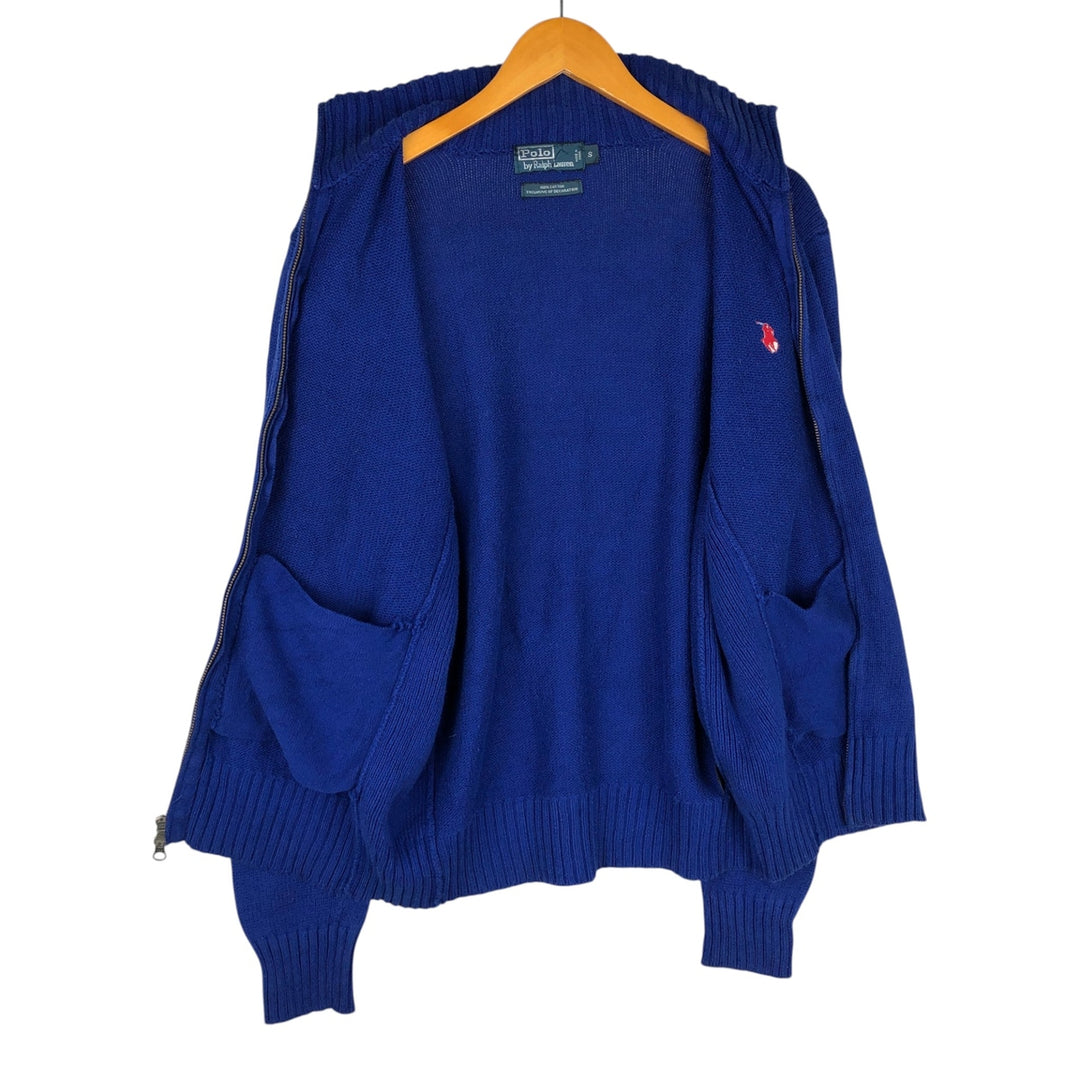 Ralph Lauren POLO by Ralph Lauren Cotton Knit Full-Zip Sweater, Men's Size S (approx.) cotton blue type Vintage Second Hand