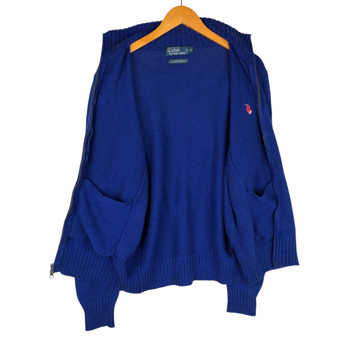 Ralph Lauren POLO by Ralph Lauren Cotton Knit Full-Zip Sweater, Men's Size S (approx.) cotton blue type Vintage Second Hand