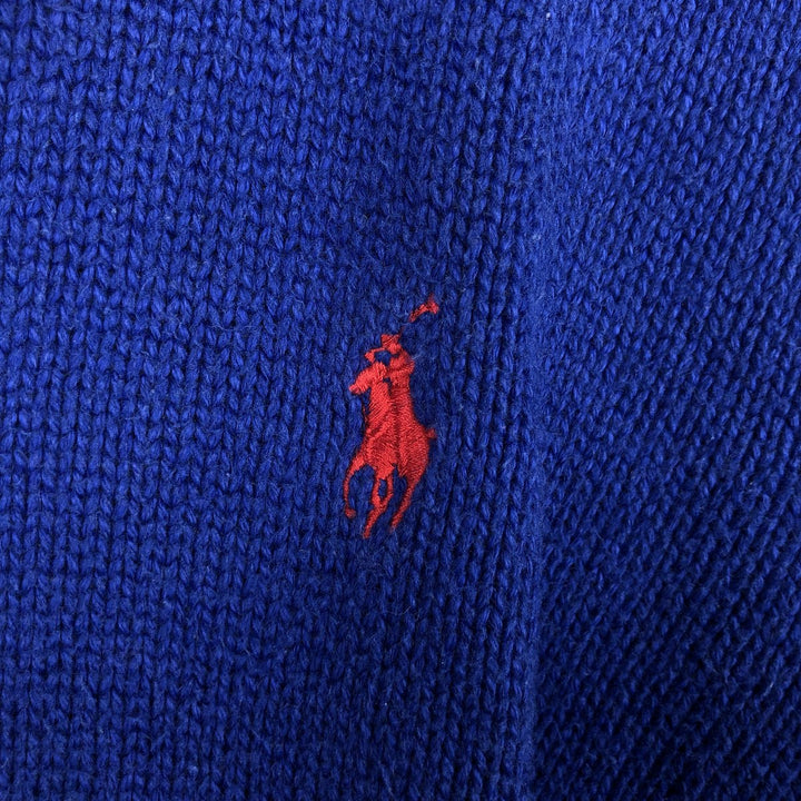 Ralph Lauren POLO by Ralph Lauren Cotton Knit Full-Zip Sweater, Men's Size S (approx.) cotton blue type Vintage Second Hand