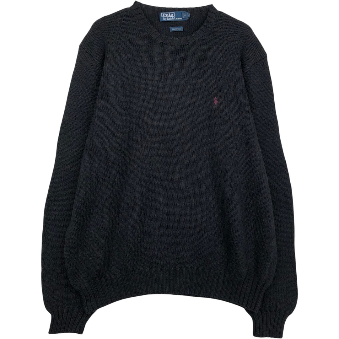 Ralph Lauren POLO by Ralph Lauren Cotton Knit Sweater Men's L size cotton black type Vintage Second Hand