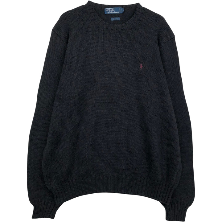Ralph Lauren POLO by Ralph Lauren Cotton Knit Sweater Men's L size cotton black type Vintage Second Hand
