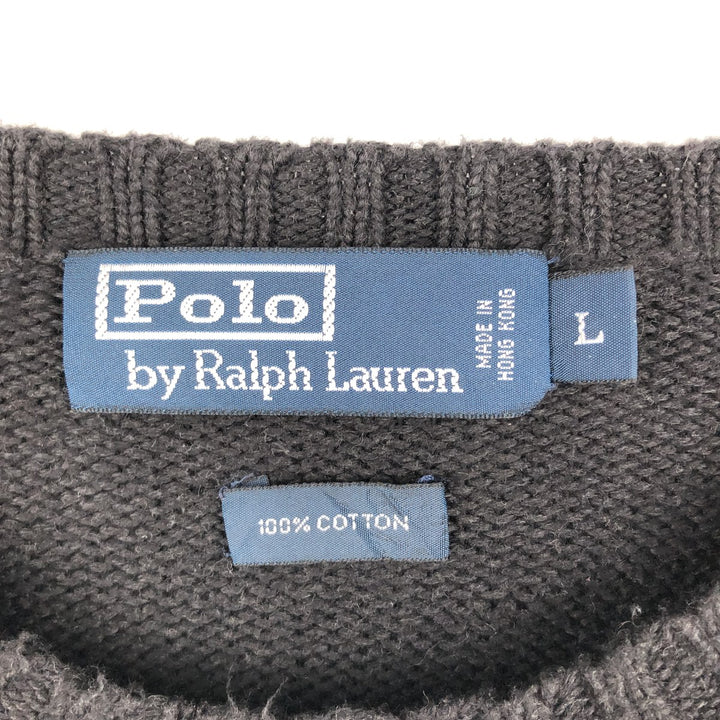 Ralph Lauren POLO by Ralph Lauren Cotton Knit Sweater Men's L size cotton black type Vintage Second Hand