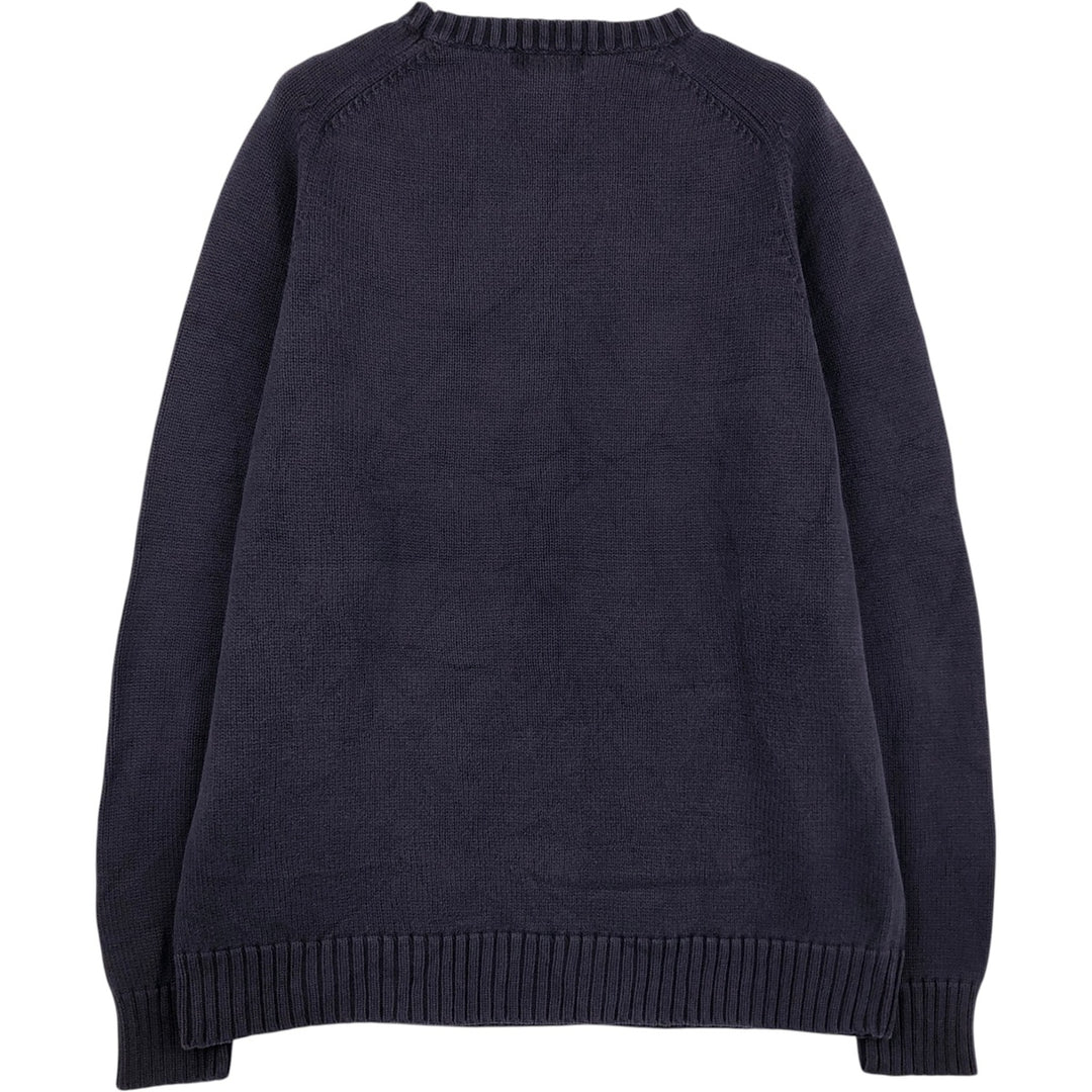 1990'S Lands' End Cotton Knit Sweater, Men's Size L (approx.), Vintage cotton navy blue type Vintage Second Hand
