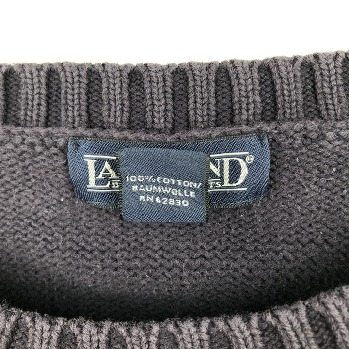 1990'S Lands' End Cotton Knit Sweater, Men's Size L (approx.), Vintage cotton navy blue type Vintage Second Hand