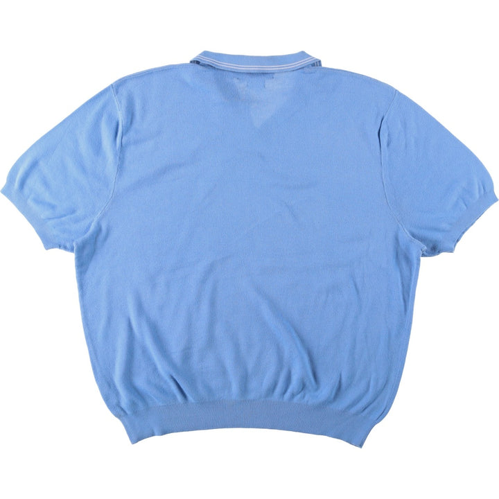Ralph Lauren POLO by Ralph Lauren Open Collar Polo Knit Sweater, Men's XXL (approx.) Pima Cotton Blue type light blue Vintage Second Hand