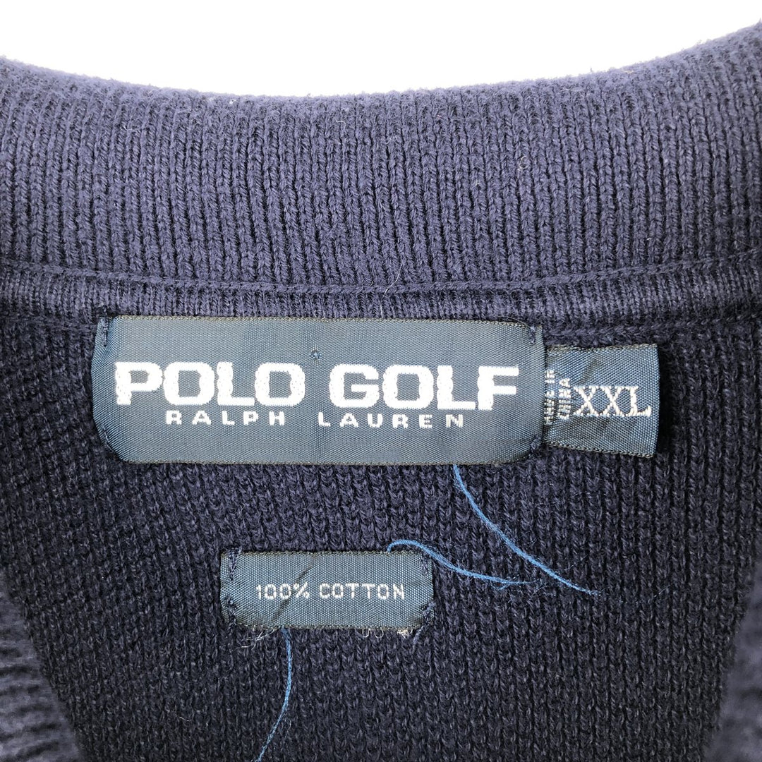 Ralph Lauren POLO GOLF Polo Knit Sweater, Men's Size XXL (approx.) cotton navy blue type Vintage Second Hand