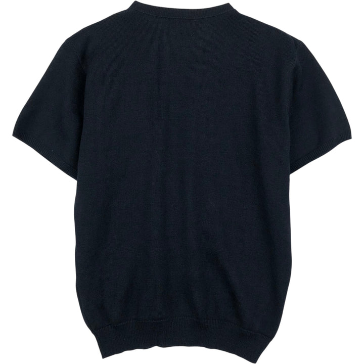 A+bySAI Short-Sleeve Acrylic Knit Sweater, Made in USA, Men's Size L (approx.) acrylic navy blue type Vintage Second Hand