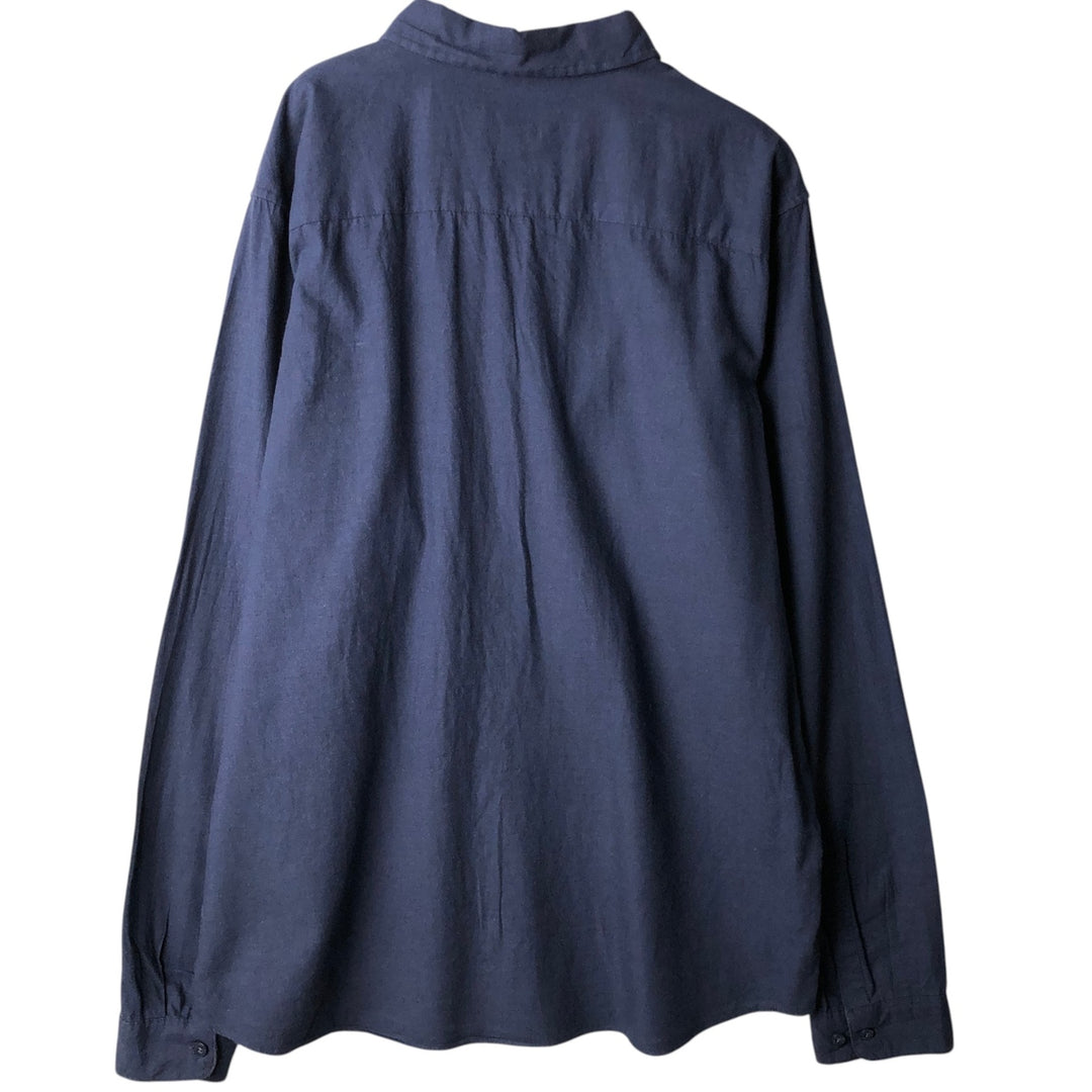 Patagonia ORGANIC COTTON 53900FA19 Long-Sleeve Button-Down Flannel Shirt, Men's XL (approx.) Organic cotton navy blue type Vintage Second Hand