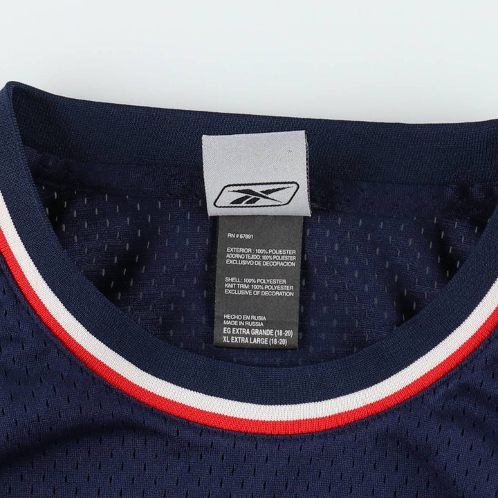 Reebok NHL New Jersey Devils Mesh Game Shirt Replica Uniform, Made in Russia, Men's Size XL (approx.) polyester navy blue type Vintage Second Hand