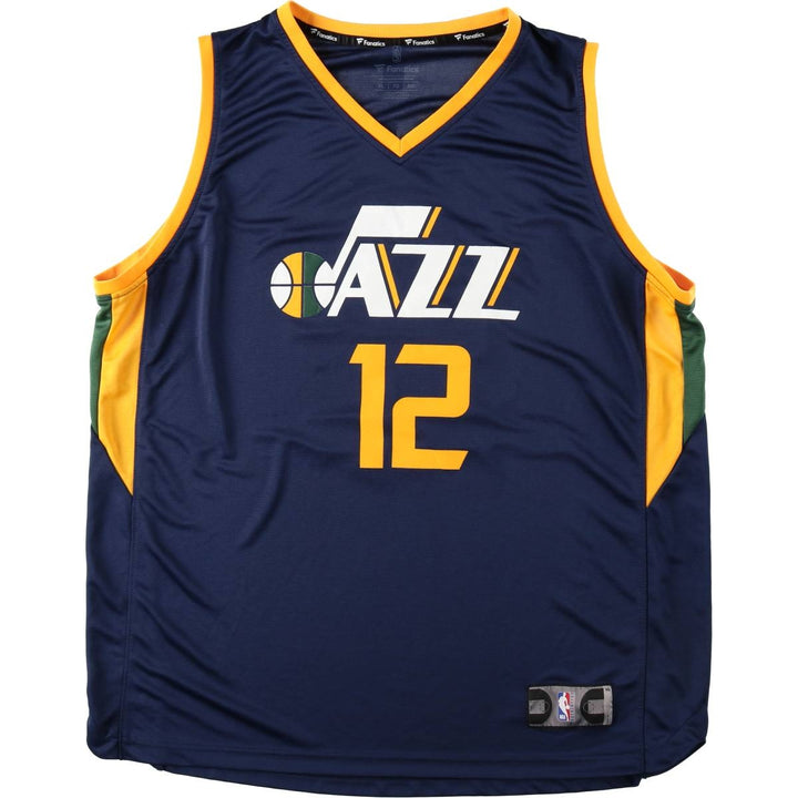 Fanatics NBA UTAH JAZZ V-neck Game Shirt Replica Uniform (Men's XL equivalent) polyester navy blue type Vintage Second Hand