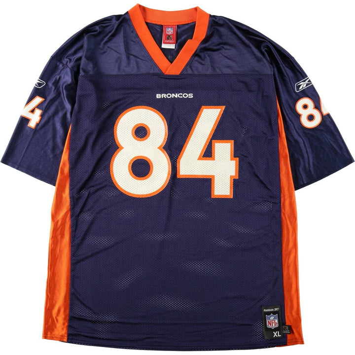 Reebok NFL Denver Broncos Mesh V-Neck Game Shirt Football Shirt Men's XL (approx.) Nylon navy blue type Vintage Second Hand