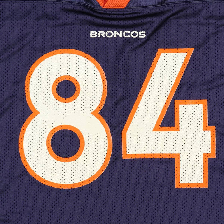 Reebok NFL Denver Broncos Mesh V-Neck Game Shirt Football Shirt Men's XL (approx.) Nylon navy blue type Vintage Second Hand