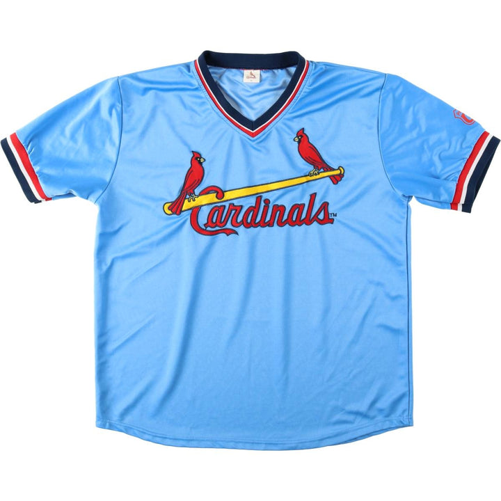 MLB St. Louis Cardinals V-neck Game Shirt Baseball Shirt Men's XL (approx.) polyester Blue type light blue Vintage Second Hand