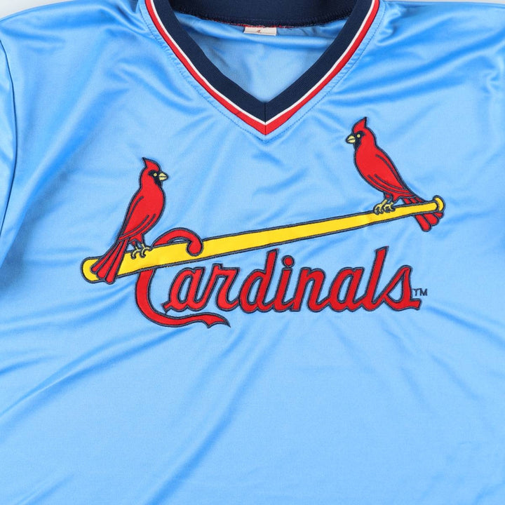 MLB St. Louis Cardinals V-neck Game Shirt Baseball Shirt Men's XL (approx.) polyester Blue type light blue Vintage Second Hand