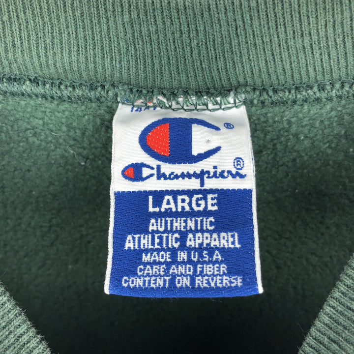 90'S Champion AUTHENTIC ATHLETIC APPAREL One-Point Logo Sweatshirt, Made in USA, Men's Size L (approx.) cotton Green type dark green Vintage Second Hand