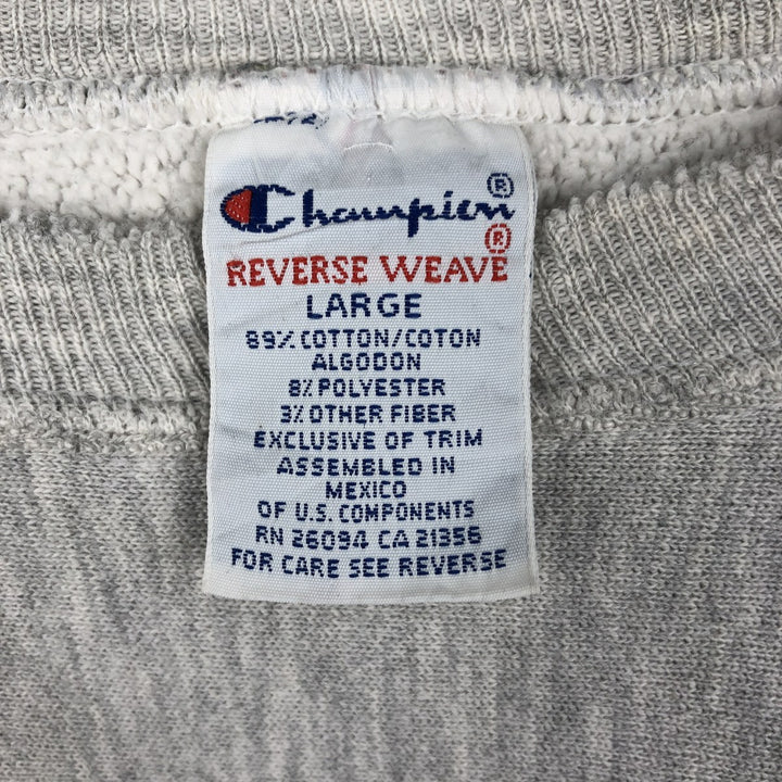 90'S Champion Reverse Weave Embroidered Tag College Sweatshirt, Men's Size L (Equivalent), Vintage cotton gray type Vintage Second Hand